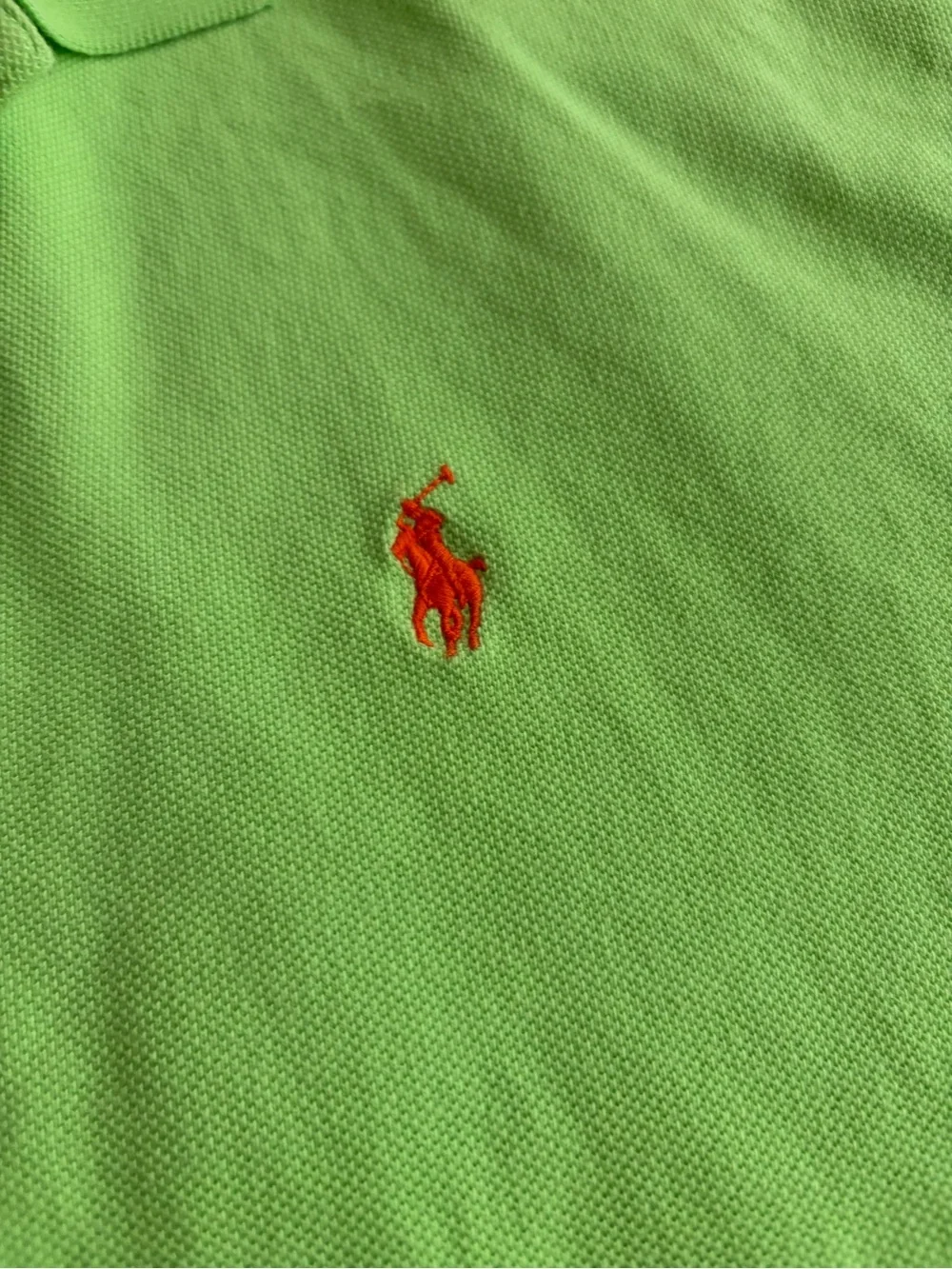 Ralph Lauren Neon Green Polo with Orange Pony Logo Short Sleeve Size Large